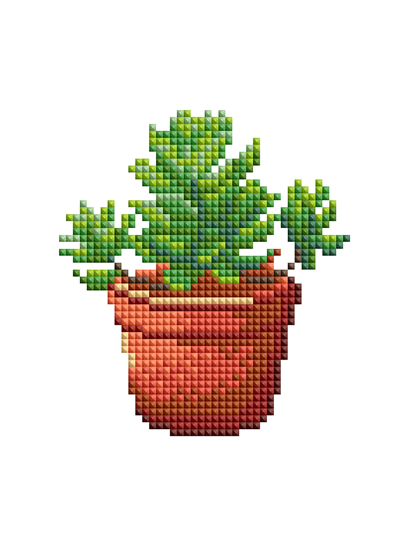 Mini Diamond Painting - Plantes en Pot (4 pièces)