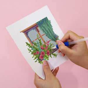 Mini Diamond Painting - Fenêtres Fleuries (12 pièces)