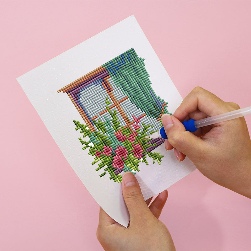 Mini Diamond Painting - Fenêtres Fleuries (12 pièces)