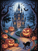 Broderie Diamant Manoir Hanté d'Halloween