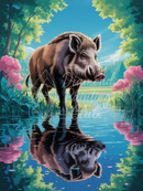 Broderie Diamant Sanglier Reflet