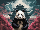 Broderie Diamant Panda Devant le Temple