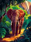 Broderie Diamant Éléphant de la Jungle