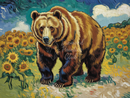 Broderie Diamant Ours au Champ de Tournesols