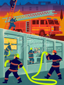 Broderie Diamant Pompiers en Action