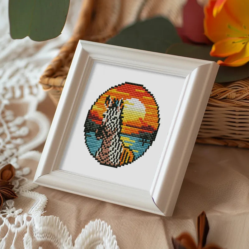 Mini Diamond Painting - Animaux Exotiques au Coucher de Soleil (4 pièces)