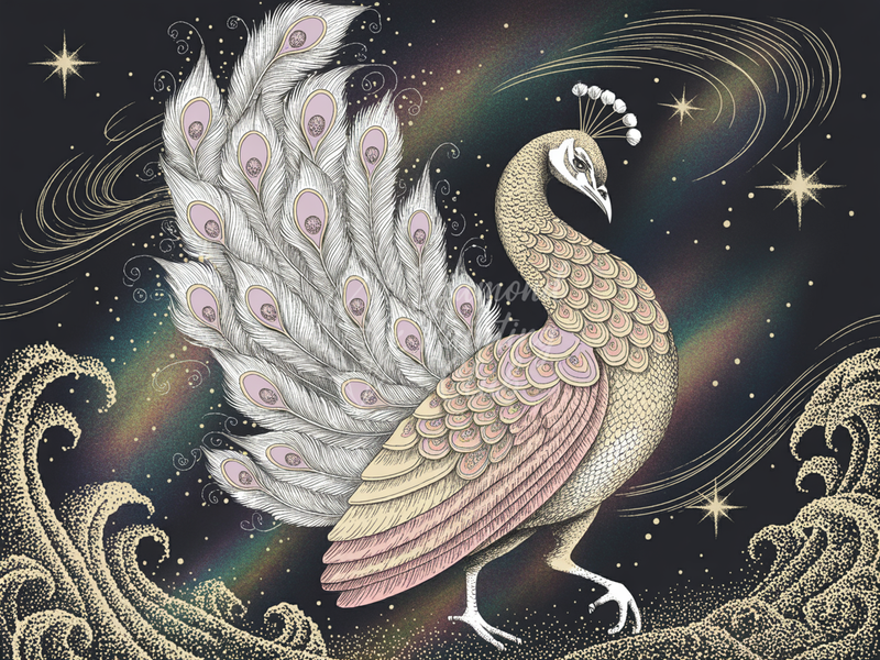 Broderie Diamant Paon Aurores