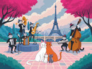 Broderie Diamant Chats Musiciens à Paris