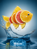 Broderie Diamant Poisson Agrumes