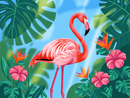 Broderie Diamant Flamant Rose Tropical