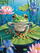 Broderie Diamant Grenouille Fleurie