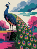 Broderie Diamant Paon Art Déco