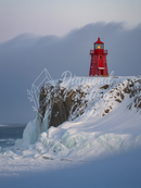 Broderie Diamant Phare Rouge sous la Neige