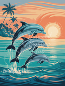 Broderie Diamant Dauphins au Soleil