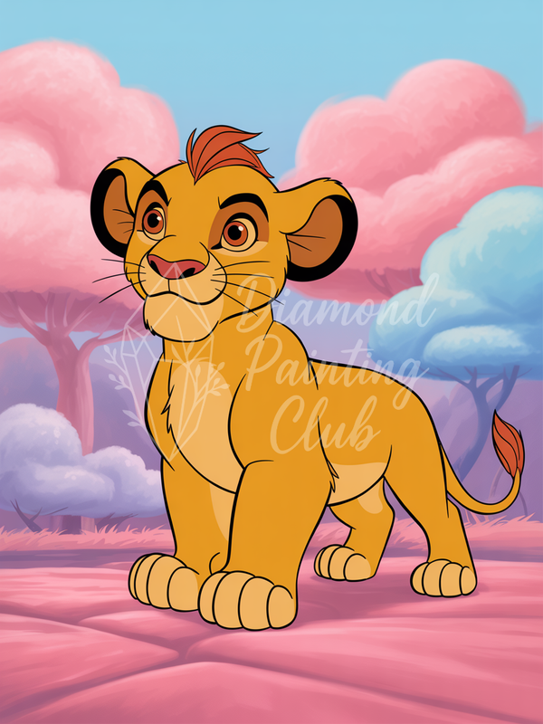 Broderie Diamant Simba dans le Royaume Rose