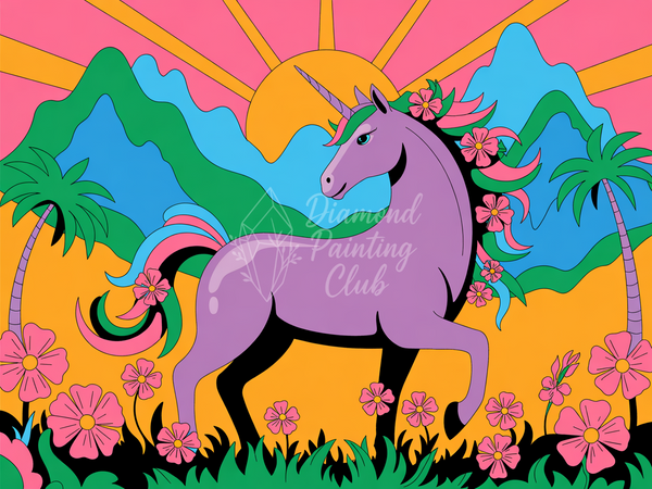 Broderie Diamant Licorne Tropicale