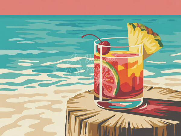 Broderie Diamant Cocktail Plage Exotique