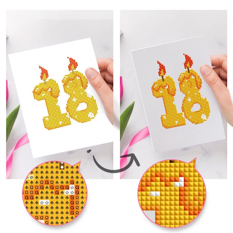 Mini Diamond Painting - Joyeux Anniversaire Scintillant (12 pièces)