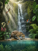 Broderie Diamant Jaguar à la Cascade