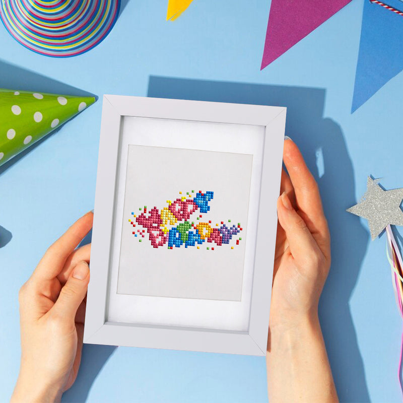 Mini Diamond Painting - Joyeux Anniversaire Scintillant (12 pièces)