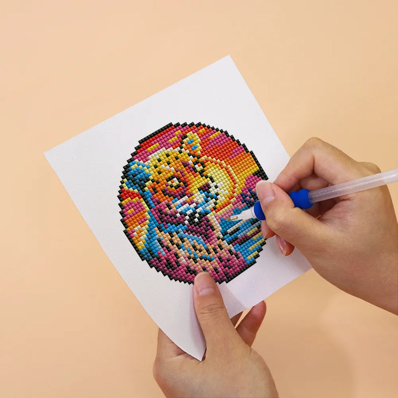 Mini Diamond Painting - Animaux Exotiques au Coucher de Soleil (4 pièces)