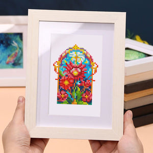 Mini Diamond Painting - Vitraux Floraux Étincelants (12 pièces)