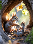 Broderie Diamant Cachette d'Écureuils