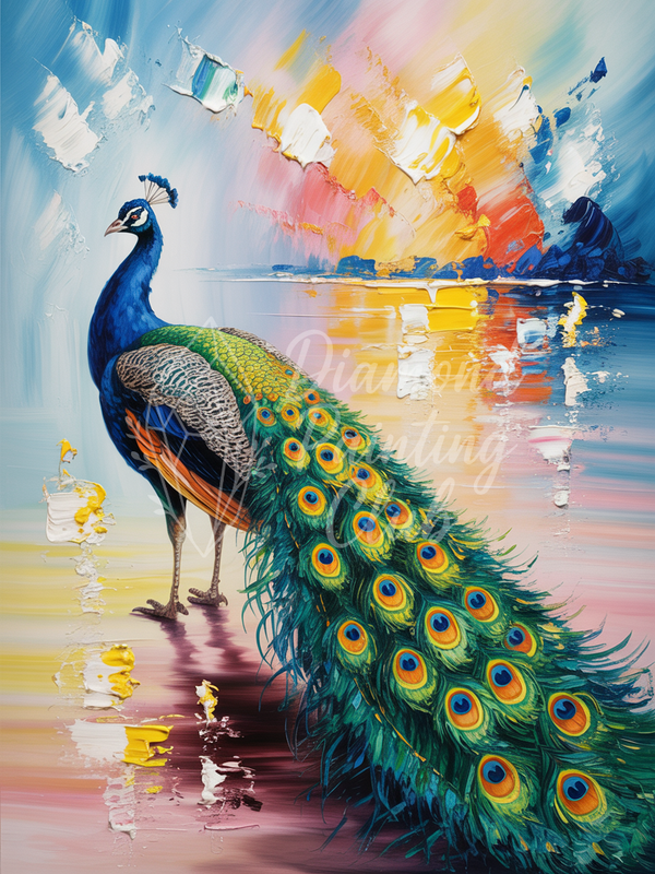 Broderie Diamant Paon Impressionniste