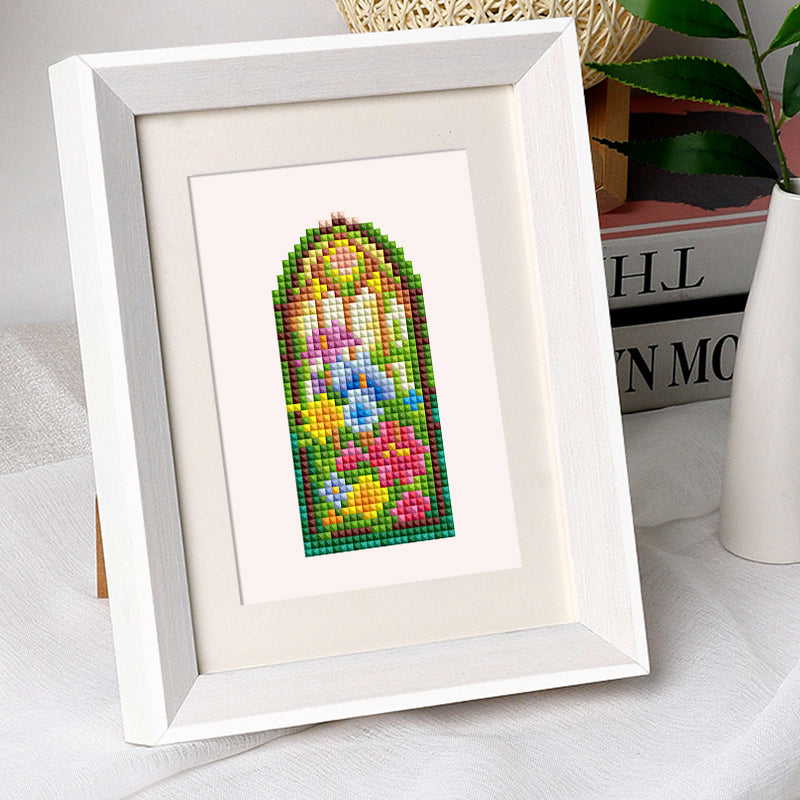 Mini Diamond Painting - Vitraux Floraux Étincelants (12 pièces)
