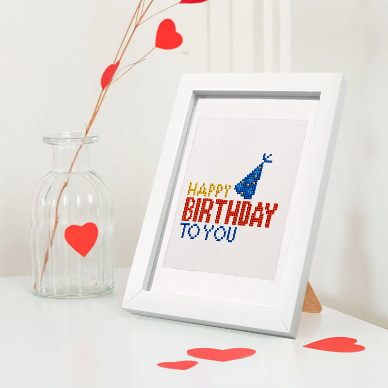 Mini Diamond Painting - Joyeux Anniversaire Scintillant (12 pièces)