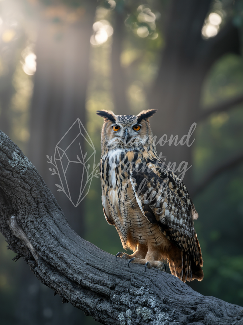 Broderie Diamant Chouette et Rayons de Soleil