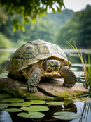 Broderie Diamant Tortue de l'Étang