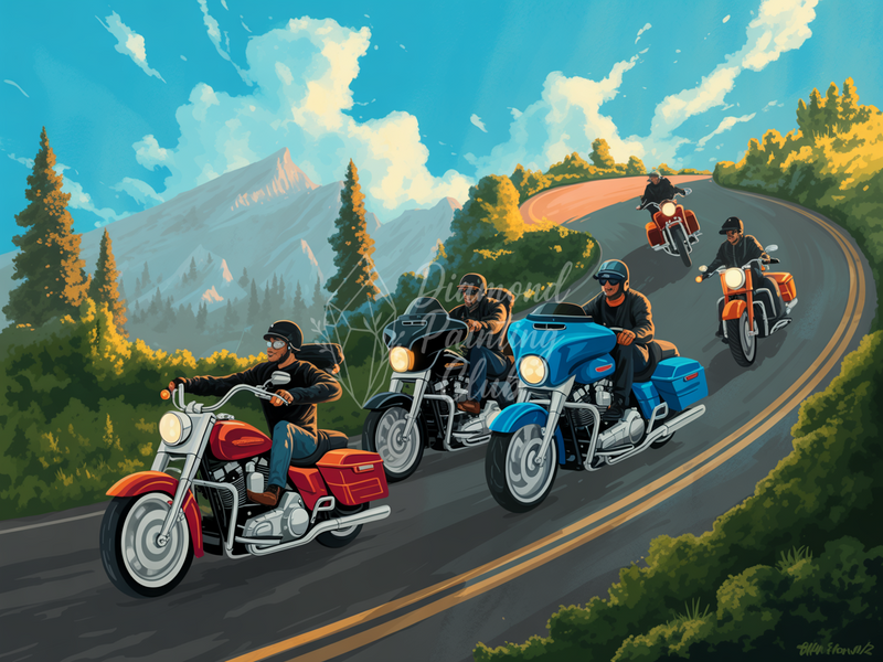 Broderie Diamant Harley Davidson Groupe