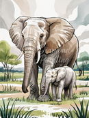 Broderie Diamant Éléphants Douce