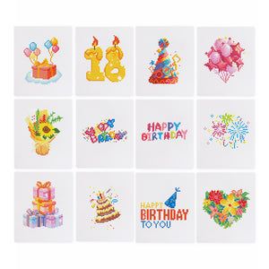 Mini Diamond Painting - Joyeux Anniversaire Scintillant (12 pièces)