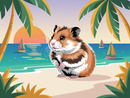 Broderie Diamant Hamster Plage Tropicale
