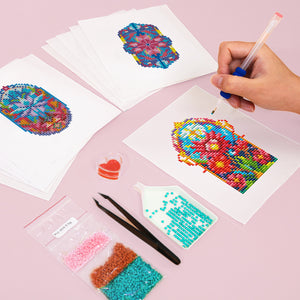 Mini Diamond Painting - Vitraux Floraux Étincelants (12 pièces)