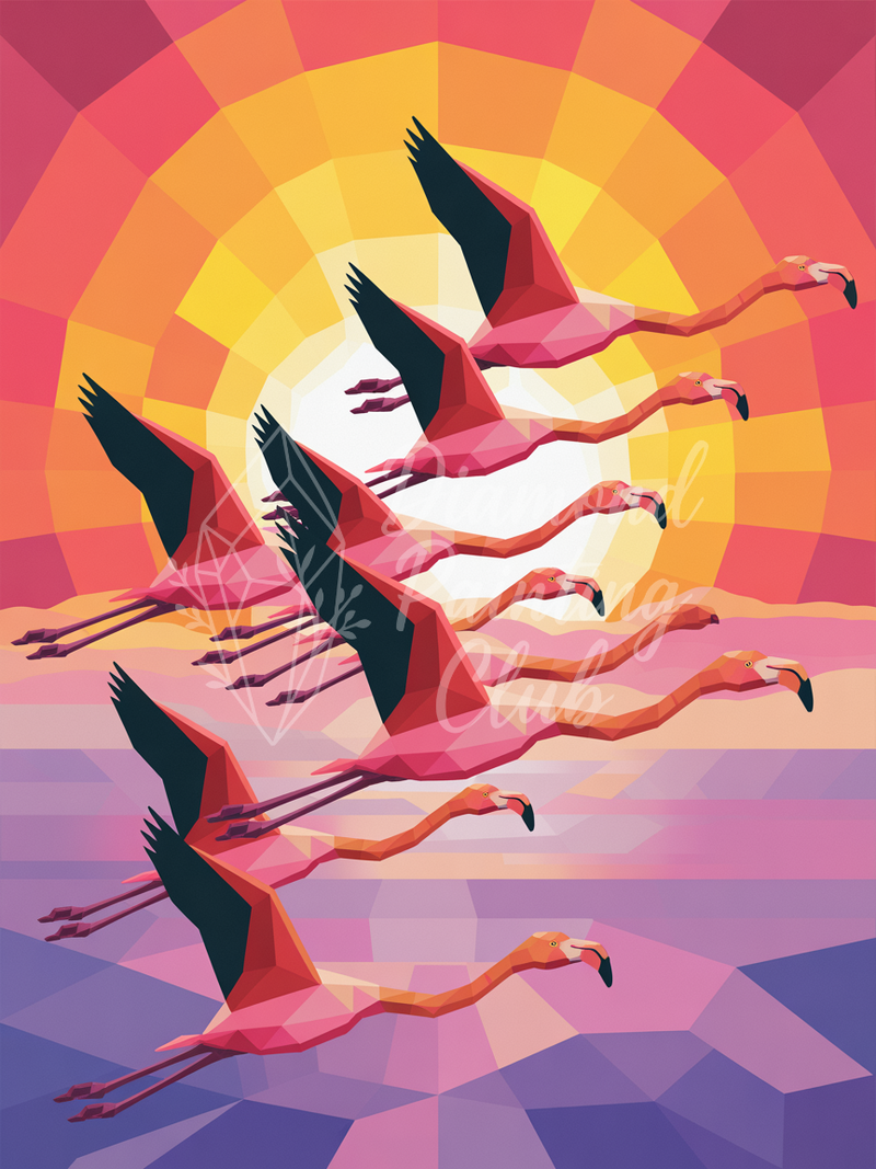 Broderie Diamant Flamants au Soleil