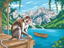 Broderie Diamant Singe sur Ponton