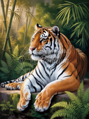 Broderie Diamant Tigre Pensif