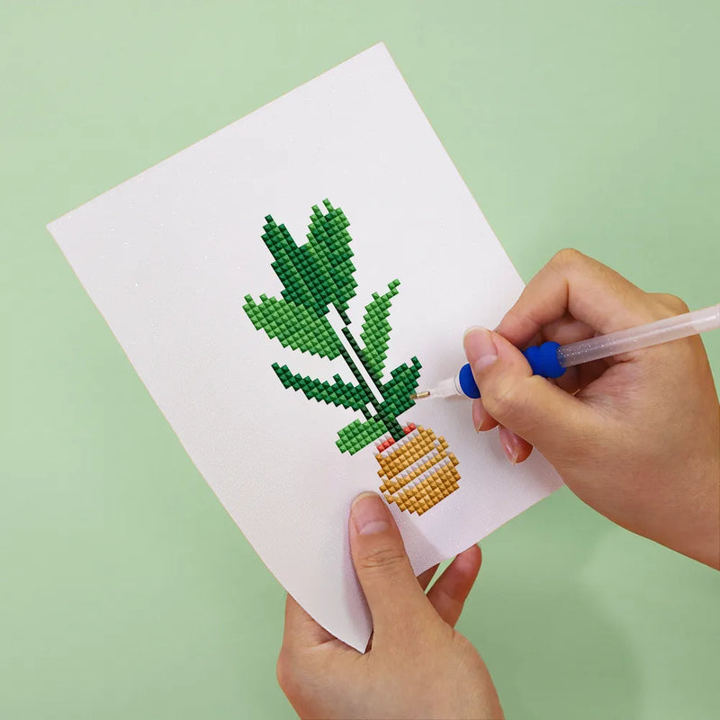 Mini Diamond Painting - Plantes en Pot (4 pièces)
