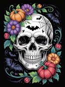 Broderie Diamant Crâne Floral d'Halloween