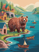 Broderie Diamant Ours du Village Côtier