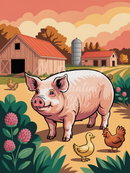 Broderie Diamant Cochon à la Ferme