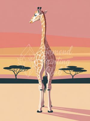 Broderie Diamant Girafe au Crépuscule
