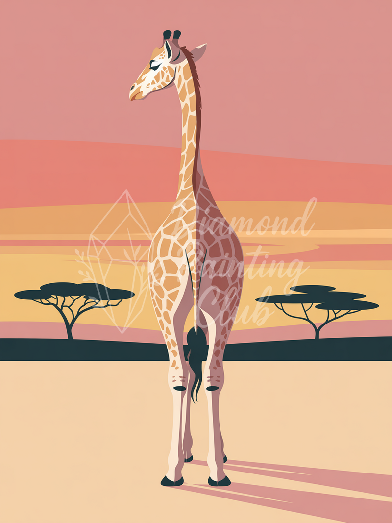 Broderie Diamant Girafe au Crépuscule