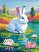Broderie Diamant Lapin au Lac