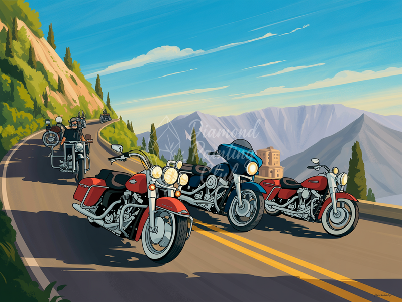 Broderie Diamant Harley Davidson Montagne