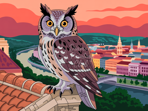 Broderie Diamant Chouette et Cité