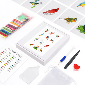Mini Diamond Painting - Oiseaux Exotiques et Colorés (12 pièces)
